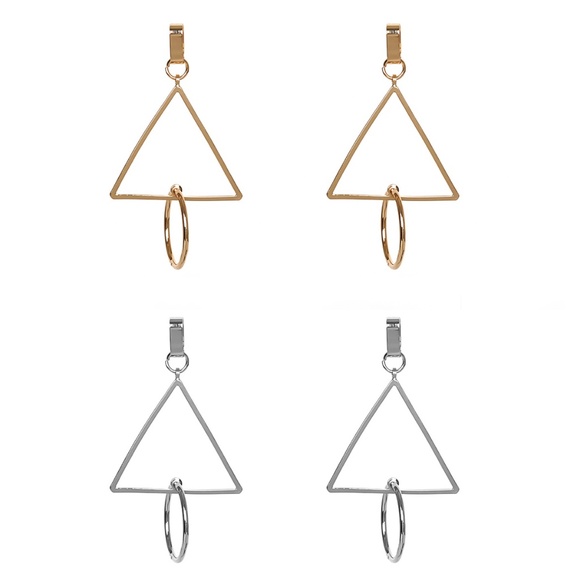 LAST ONE//Minimalist Geometric Drop Earrings Gold - Picture 5 of 5